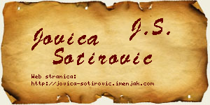 Jovica Sotirović vizit kartica